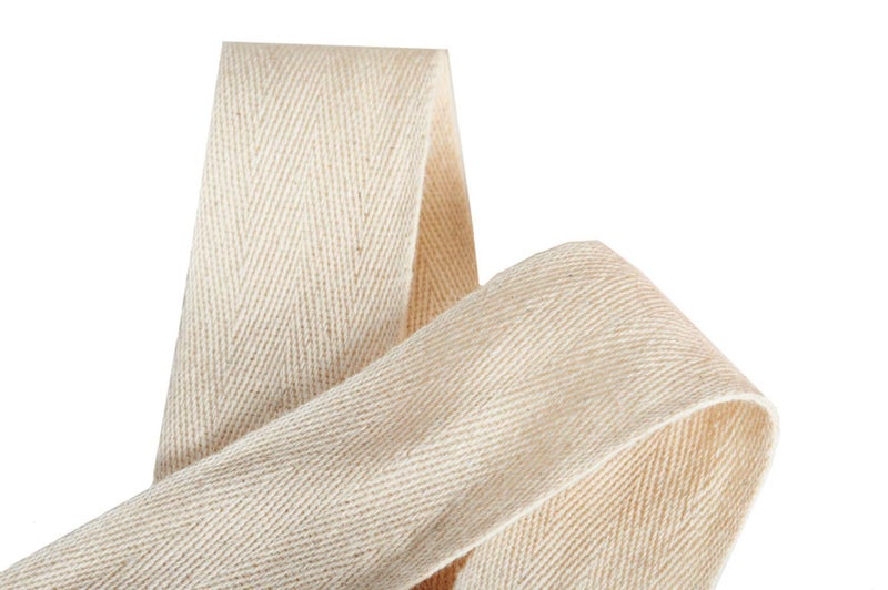 Abbaoww 50 Yards Cotton Twill Tape Ribbon 1 Inch, Soft Natural Webbing Tape Herringbone Tape for Sewing DIY Craft, Beige - Image 4